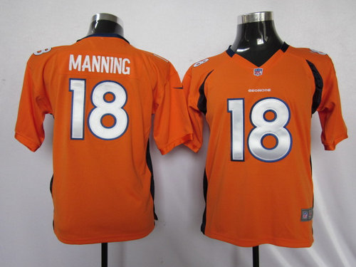 Kids Nike NFL Denver Broncos 18 Peyton Manning Orange Jerseys