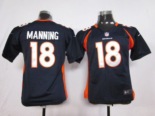 Kids Nike NFL Denver Broncos 18 Peyton Manning Blue Jerseys