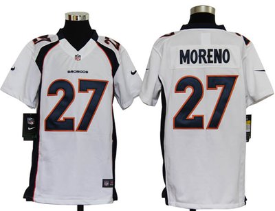 Youth Nike NFL Denver Broncos 27 Knowshon Moreno White Jerseys