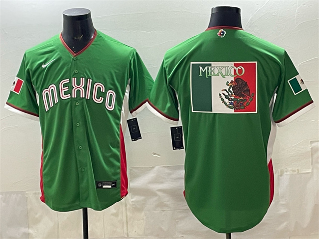 Men's Mexico Baseball Team Big Logo Green 2026 World Baseball Classic Stadium Stitched Jersey a