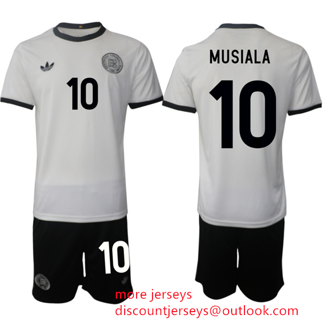 Men's Germany #10 Jamal Musiala White 2025 Home Soccer Jersey Suit