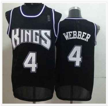 Sacramento Kings #4 Chris Webber Black Throwback NBA Jersey