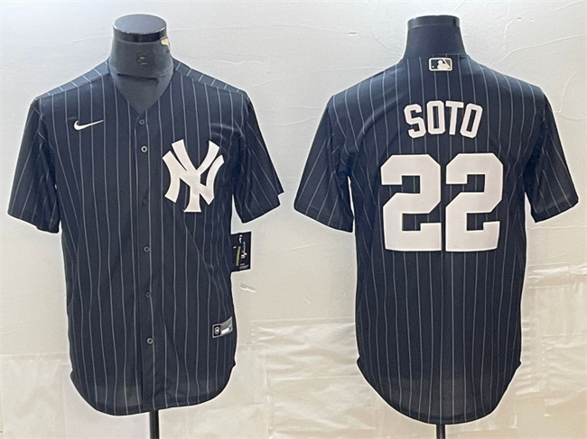 Men's New York Yankees #22 Juan Soto Black Cool Base Stitched Baseball Jerseys