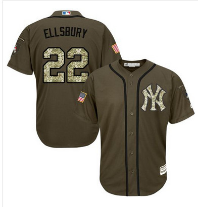 Yankees #22 Jacoby Ellsbury Green Salute to Service Stitched MLB Jersey