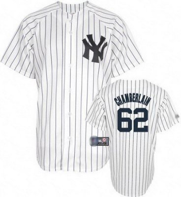 New York Yankees 62 Joba Chamberlain White Pinstriped Jersey