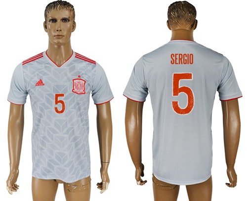 Spain #5 Sergio Away Soccer Country Jersey