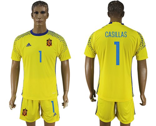 Spain #1 De Gea Green Goalkeeper Soccer Country Jersey