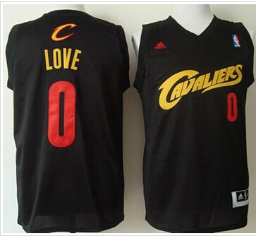 Cleveland Cavaliers #0 Kevin Love Black(Red No.) Fashion Stitched NBA Jersey