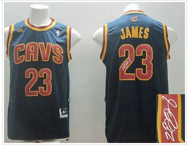 Revolution 30 Autographed Cleveland Cavaliers #23 LeBron James Navy Blue CavFanatic NBA Jersey