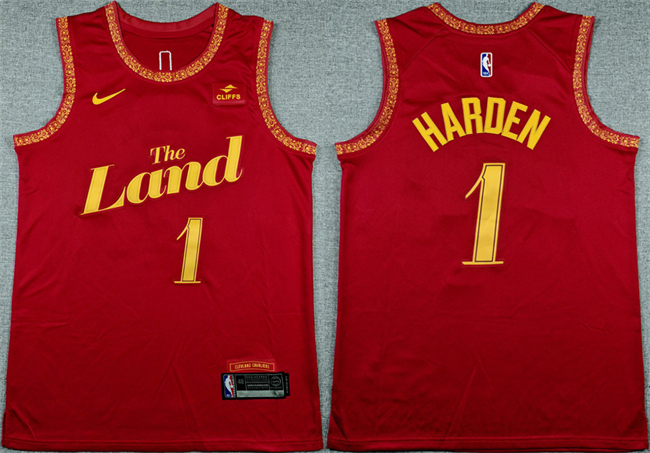 Men's Cleveland Cavaliers #1 James Harden Wine 2023 24 City Edition Stitched Jersey