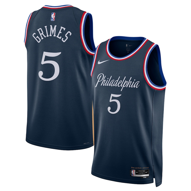 Men's Philadelphia 76ers #5 Quentin Grimes Navy 2025 26 City Edition Stitched Jersey
