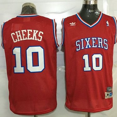 76ers #10 Maurice Cheeks Red Throwback Stitched NBA Jersey