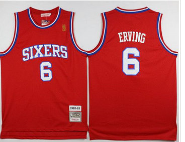 Throwback Philadelphia 76ers #6 Julius Erving Stitched Red NBA Jersey