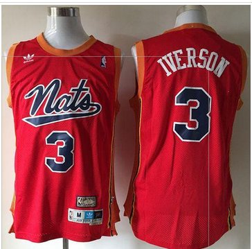 Philadelphia 76ers #3 Allen Iverson Nats Throwback Red Stitched NBA Jersey