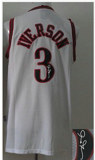 Philadelphia 76ers Revolution 30 Autographed #3 Allen Iverson White Stitched NBA Jersey