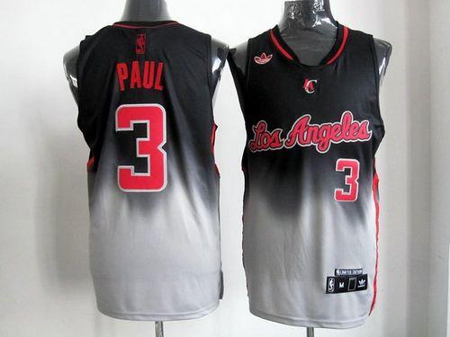 Clippers #3 Chris Paul Black Grey Fadeaway Fashion Stitched NBA Jersey