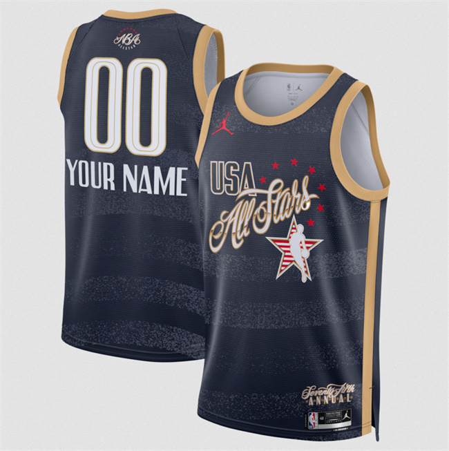 Star Active Player Custom Navy Stitched Basketball Jersey