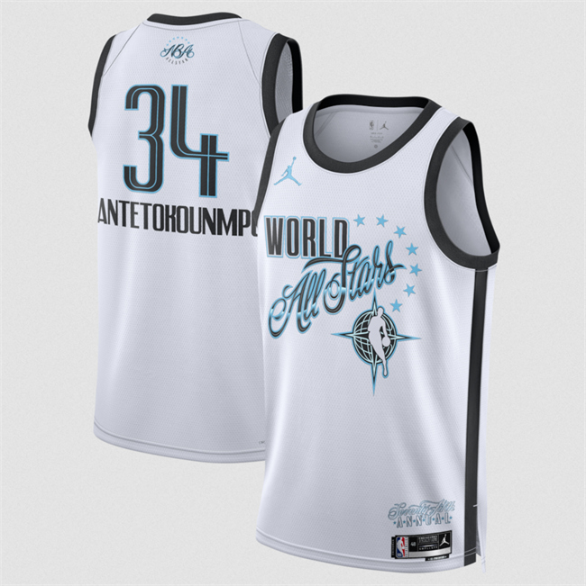 Star #34 Giannis Antetokounmpo White Stitched Basketball Jersey