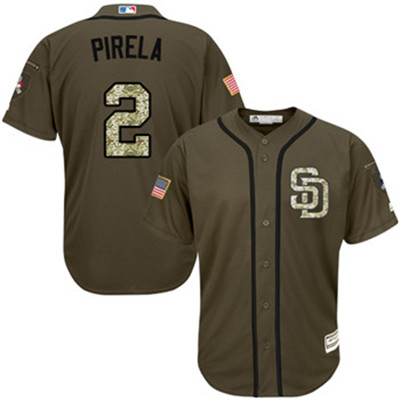 Padres #2 Jose Pirela Green Salute to Service Stitched Baseball Jersey