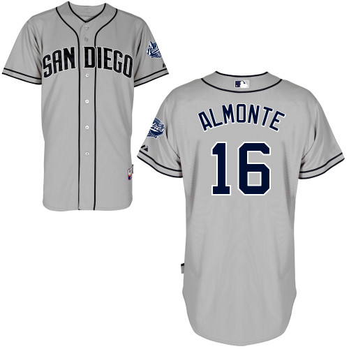 San Diego Padres #16Abraham Almonte Authentic Personalized Road Gray Jersey
