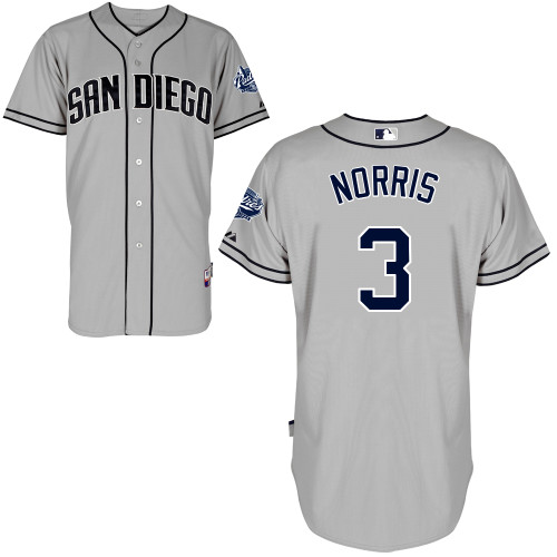 San Diego Padres #3Derek Norris Authentic Personalized Road Gray Jersey