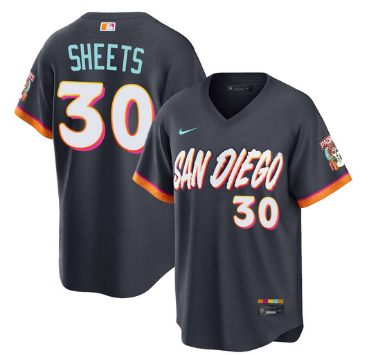 Men's San Diego Padres #30 Gavin Sheets Obsidian 2026 City Connect Stadium Stitched Baseball Jersey