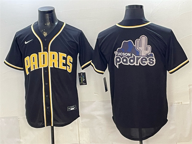 Men's San Diego Padres Team Big Logo 2026 Fashion Replica Black Out Stitched Baseball Jersey 001