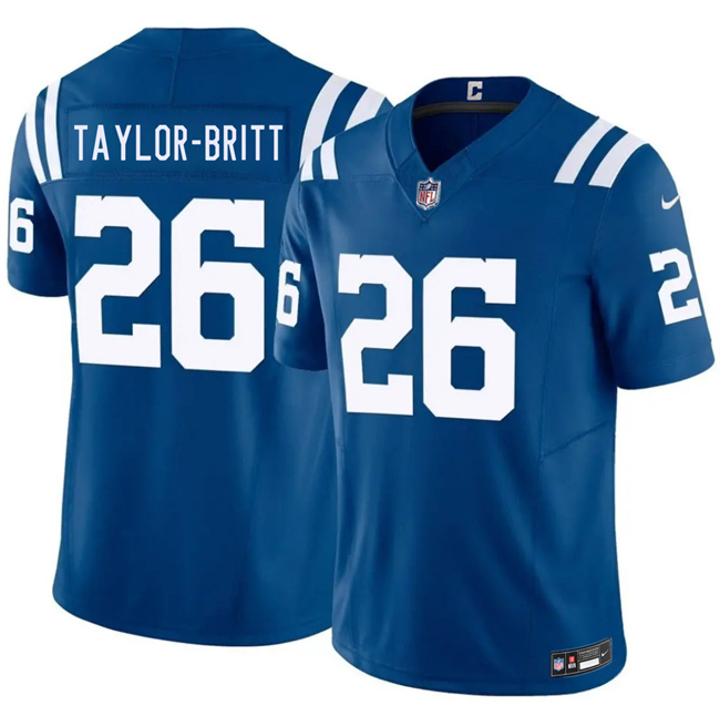 Men's Indianapolis Colts #26 Cam Taylor-Britt Blue 2026 F.U.S.E. Vapor Limited Stitched Football Jersey