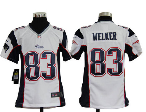 Youth Nike NFL New England Patriots 83 Wes Welker White Jerseys
