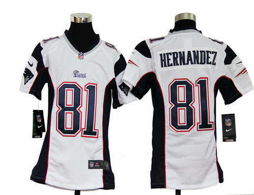 Youth Nike New England Patriots 81 Aaron Hernandez White Jerseys