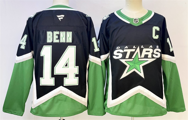 Men's Dallas Stars #14 Jamie Benn Black 2025 26 With C Patch Alternate Stitched Hockey Jersey