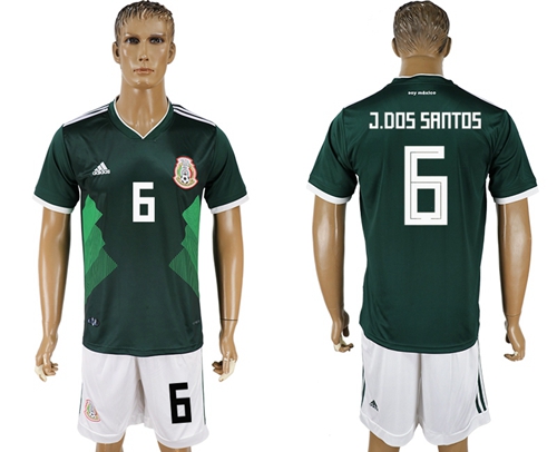 Mexico #6 J.Dos Santos Green Home Soccer Country Jersey