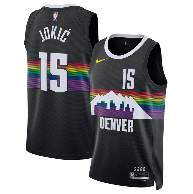 Men's Denver Nuggets #15 Nikola Joki? Black 2025 26 City Edition Stitched Basketball Jersey