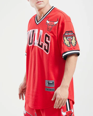 Custom MEN'S NFL Chicago Bulls Jersey LOGO CLASSIC MESH BUTTON UP SHIRT Red