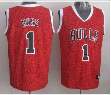 Chicago Bulls #1 Derrick Rose Red Crazy Light NBA Jersey