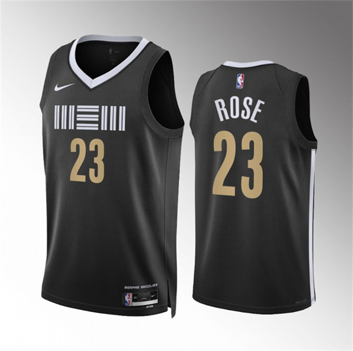 Men's Memphis Grizzlies #23 Derrick Rose Black 2023 24 City Edition Stitched Jersey
