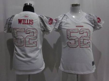Women Zebra Field Flirt Fashion San Francisco 49ers 52 Patrick Willis jerseys white
