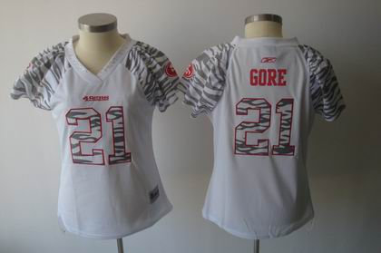 Women Zebra Field Flirt San Francisco 49ers 21 Frank Gore white jersey