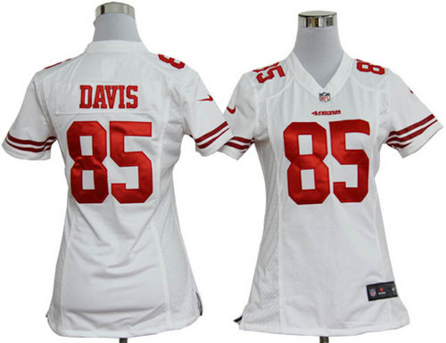 Women Nike NFL San Francisco 49ers 85 Vernon Davis White Jerseys