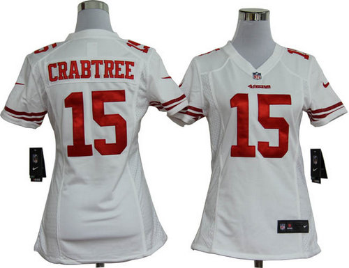 Women Nike San Francisco 49ers 15 Michael Crabtree White Jerseys