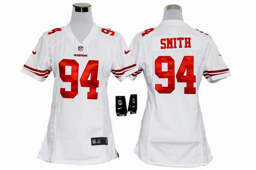 Women Nike NFL San Francisco 49ers 94 Justin Smith White Jerseys