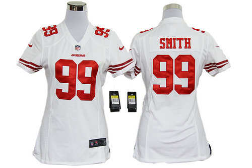 Women Nike NFL San Francisco 49ers 99 Aldon Smith White Jerseys