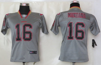 Youth NEW San Francisco 49ers 16 Joe Montana Lights Out Grey Elite Jerseys