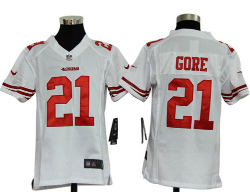 Youth Nike NFL San Francisco 49ers 21 Frank Gore white Jerseys