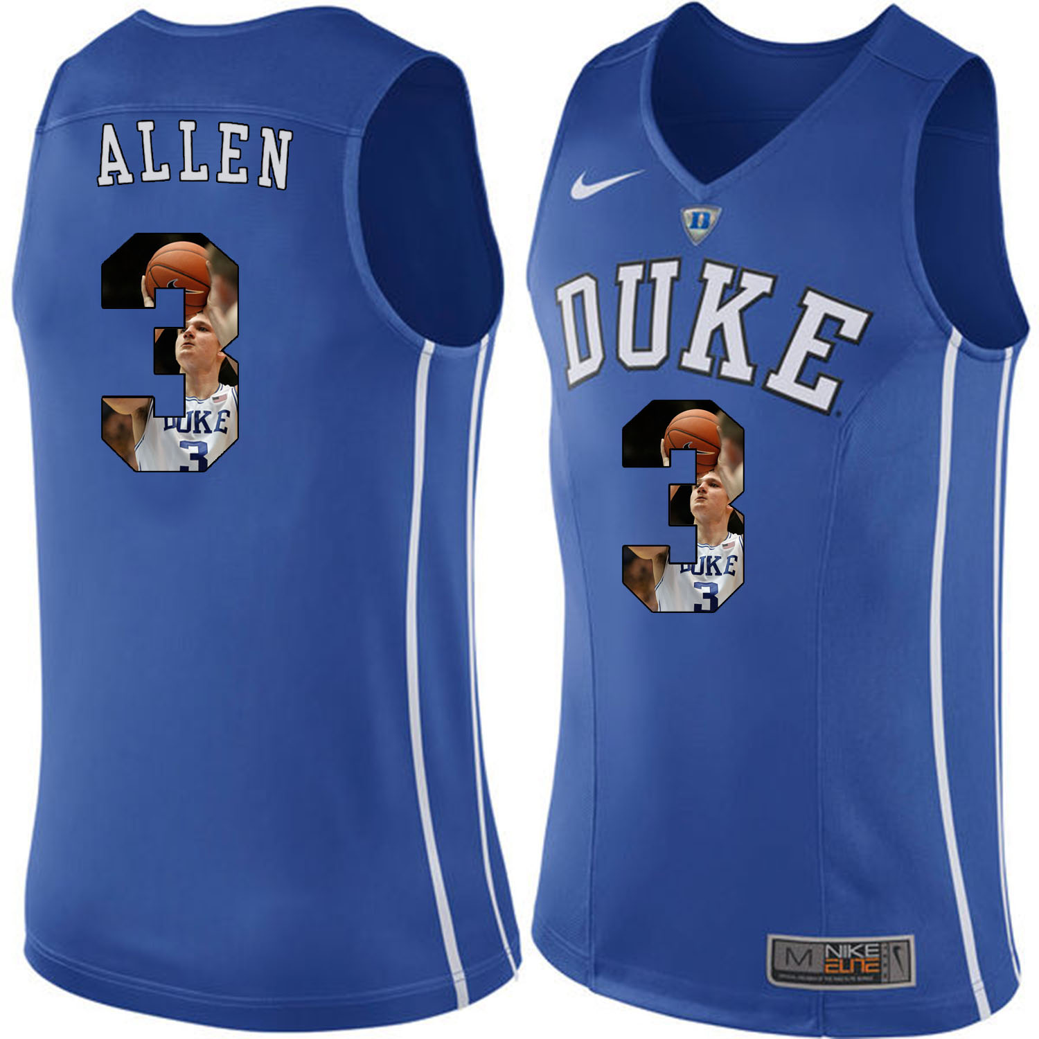 Duke Blue Devils 3 Grayson Allen Blue With Portrait Print College Basketball Jersey