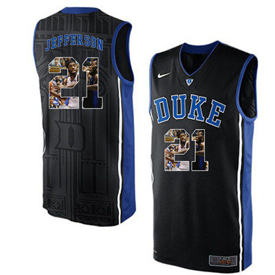 Duke Blue Devils 21 Amile Jefferson Black With Portrait Print College Basketball Jersey2