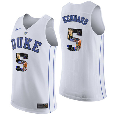 Duke Blue Devils 5 Luke Kennard White With Portrait Print College Basketball Jersey4