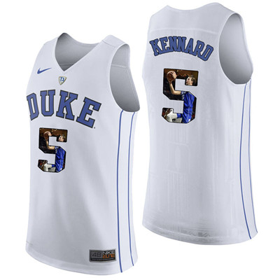 Duke Blue Devils 5 Luke Kennard White With Portrait Print College Basketball Jersey3