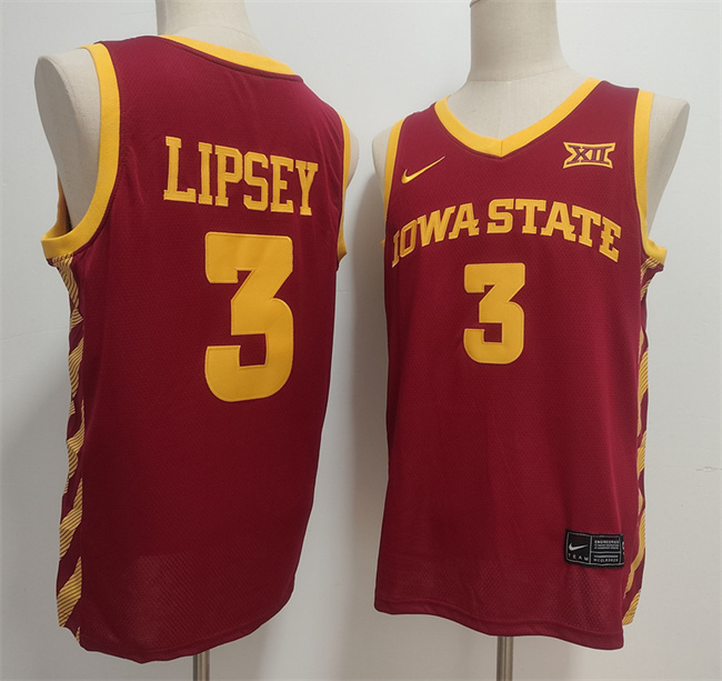 Men's Iowa State Cyclones #3 Tamin Lipsey Maroon Stitched Jersey