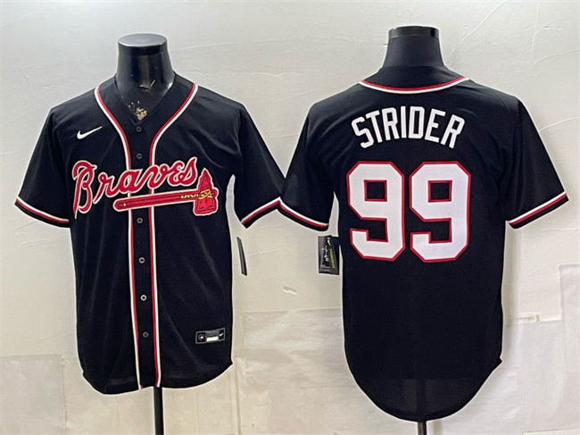 Men's Atlanta Braves #99 Spencer Strider 2026 Fashion Replica Black Out Stitched Baseball Jersey